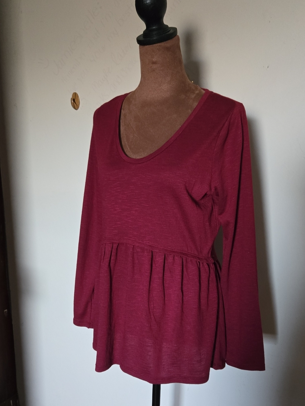 T94 NWT Matilda Jane Alisa Babydoll Tunic Peplum Empire Waist Roma Tiered Wine